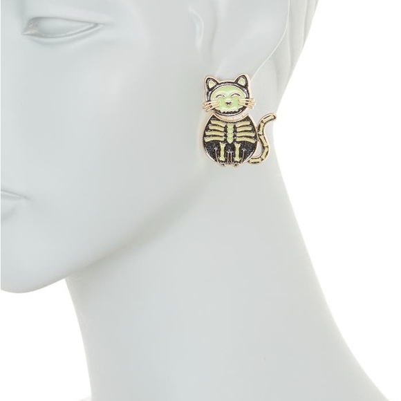 Baublebar Glow in the Dark Skeleton Cat Drop Earrings - Picture 2 of 4